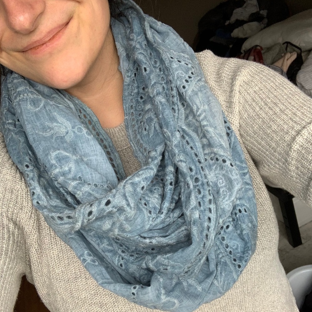 Blue chambray Loft infinity scarf
